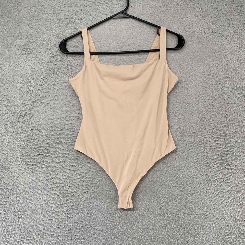 Skims Shapewear Bodysuit Womens Medium Beige Square Neck Tank Minimalist Capsule
